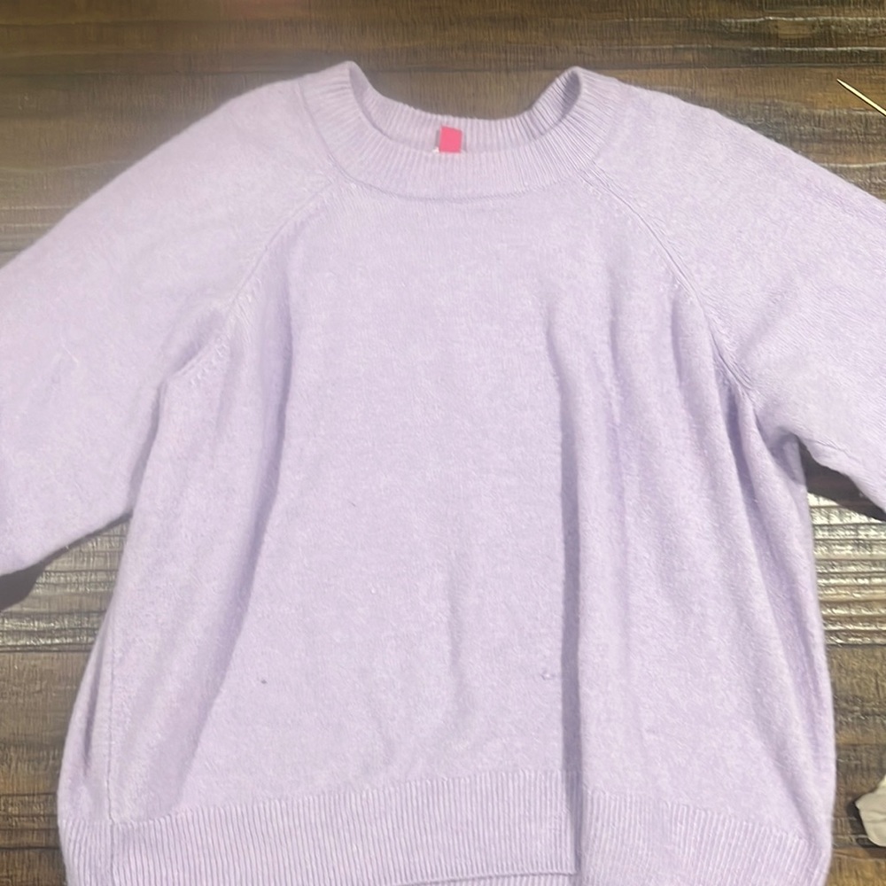 Vince Camuto Mock Crewneck Oversized Sweater in Light Purple XXL